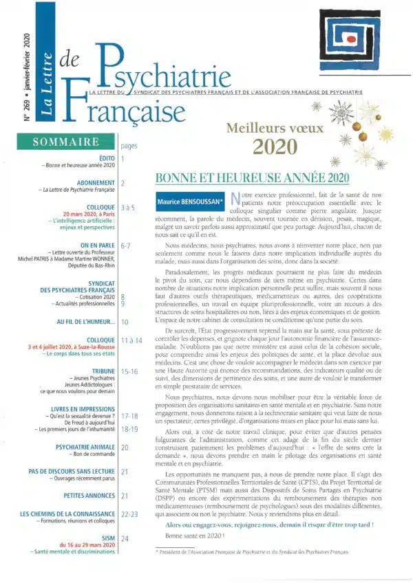 N° 269 (Janvier-février 2020) de La Lettre de Psychiatrie Française