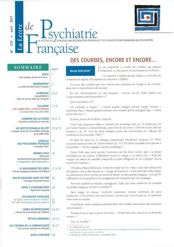 N° 279 (Avril 2021) de La Lettre de Psychiatrie Française